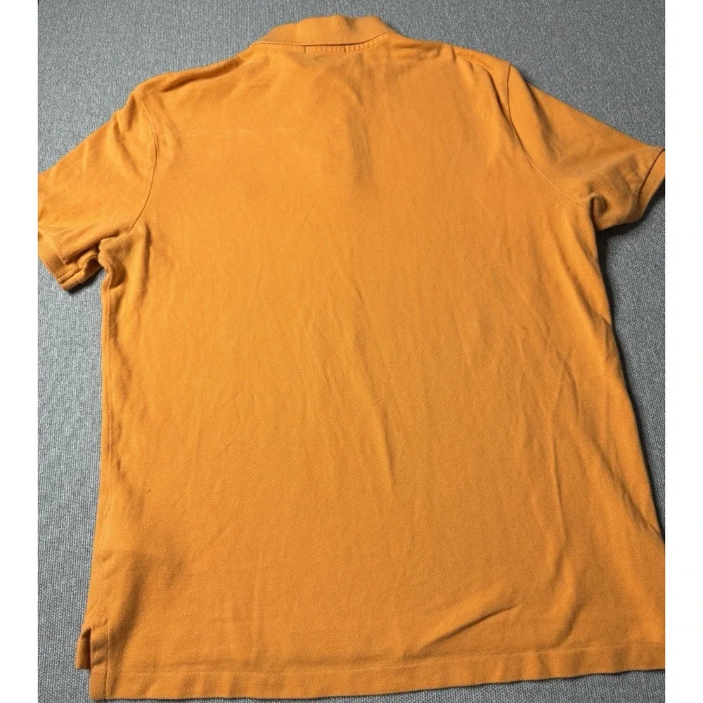 Polo Ralph Lauren Men's Med. Orange Polo Shirt Blue Emblem Short Sleeve Classic